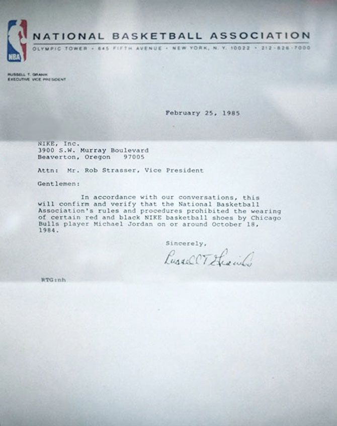 Letter from the NBA to Nike