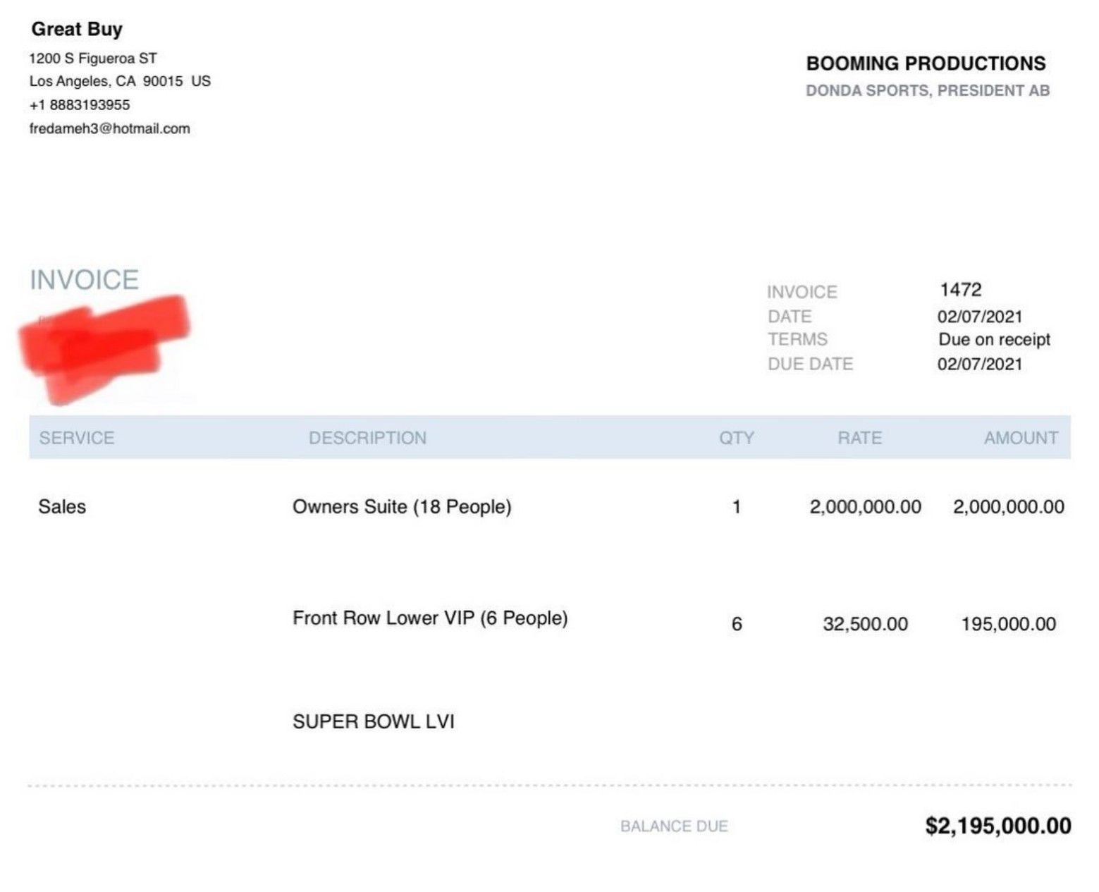 The Super Bowl Skybox Invoice that has left everyone shaking their